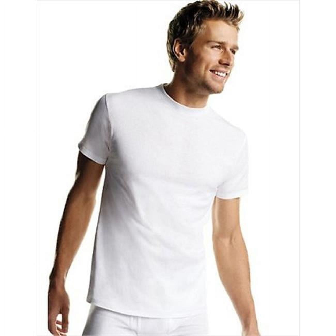 2135P6 Men White Tagless Crewneck Undershirt 6-Pack Medium White