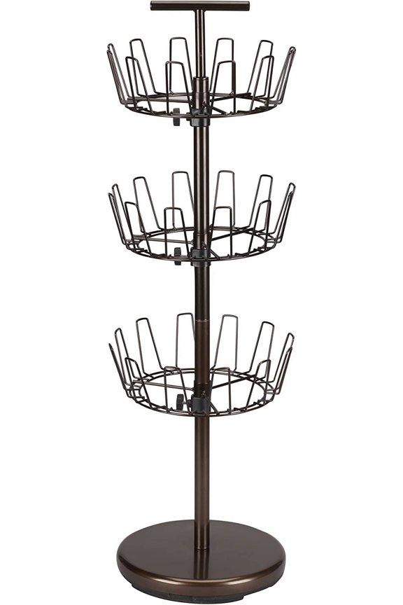 2138 Three-Tier Adjustable Revolving Shoe Rack | Bronze
