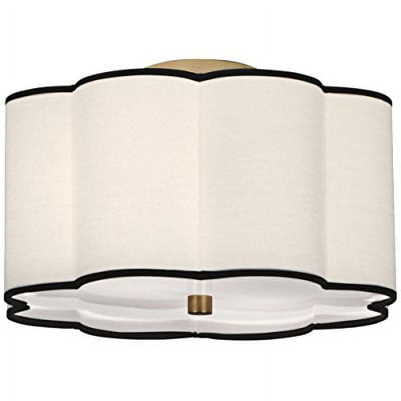 Aged Brass Scalloped 16" Flush Mount with Contrasting Trim