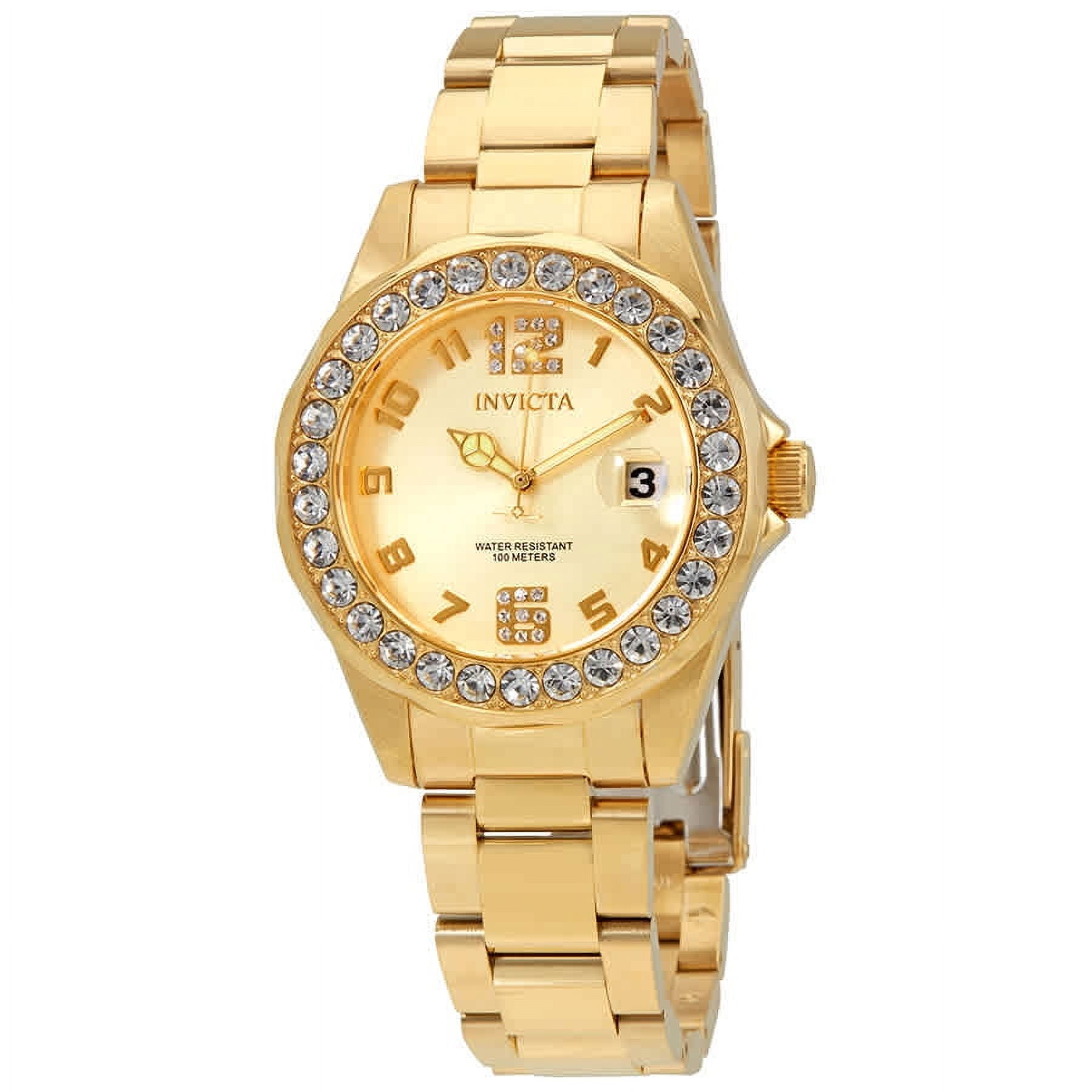 Invicta Women\'s Pro Diver‎ Crystal Accented 18k Ion-plated Stainless Steel Watch 51HYYIPoMIL.jpg_BO30,255,255,  main image 2