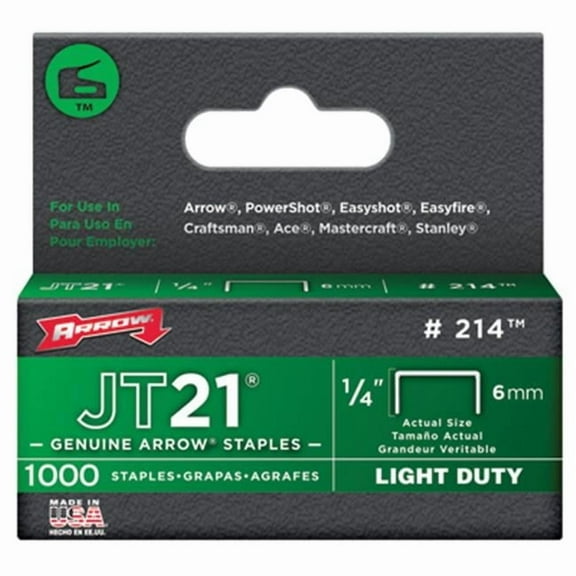 214 Flat Crown Light Duty Staples - 0.25 in.- Pack of 5
