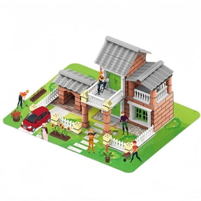 214-PCS DIY Bricklayer Building Toy Set Mini Architectural Construction Kit for Kids Creativity & Parent-Child Play