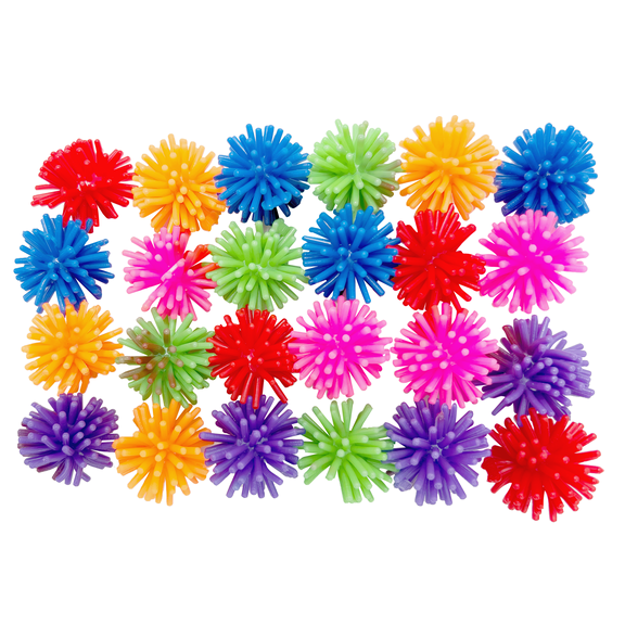 2142 Pk24 Rainbow Spike Ball - Classic Bird Foot Toy Ball, Soft Rubber Spikes, Bright Colors