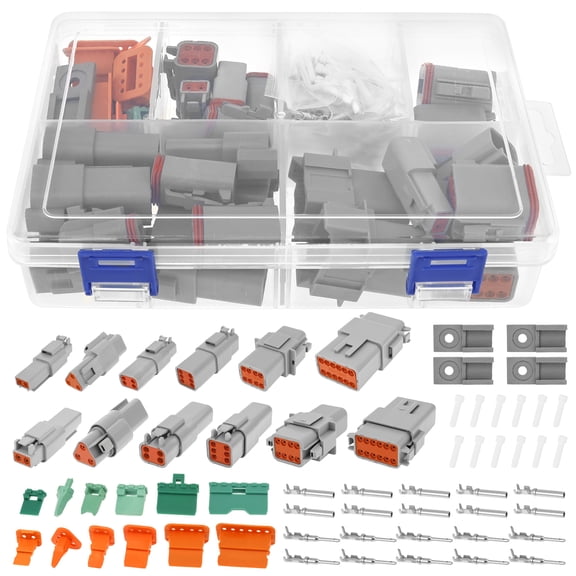 214Pcs Automotive Electrical Connector Set IP67 Waterproof 2/3/4/6/8/12 Pin Connector Kit with 75 Pair Stamped Terminal for Boat Motorcycle
