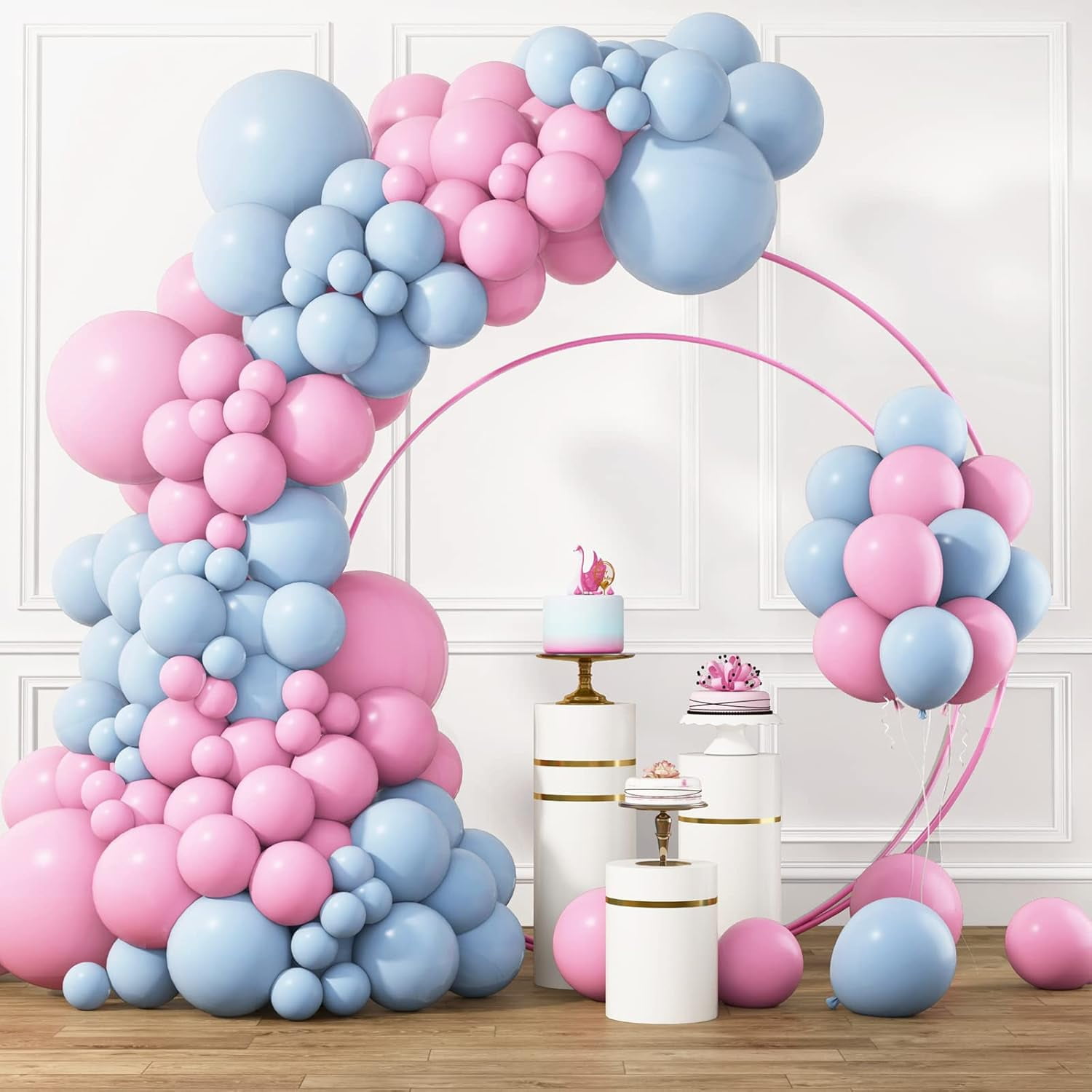 214pcs Pastel Pink and Pastel Blue Boon Garland Arch Kit Different ...