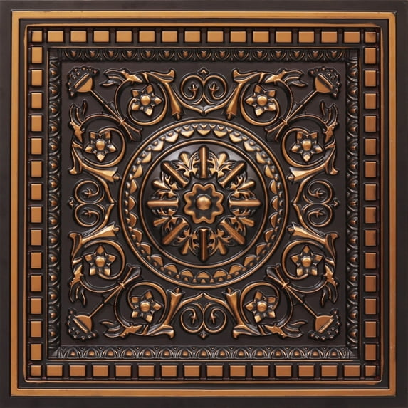 215-Da Vinci 2 ft. x 2 ft. PVC Lay-in Ceiling Tile in Antique Copper (100 Sq.ft / Pack) - 25 Pieces