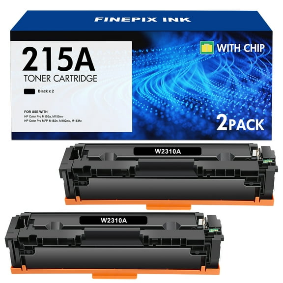 215A Toner Cartridges 2-Pack With Chip Compatible for HP 215A W2310A HP M182nw M182 M182n M183fw M183 M155nw M155a M155 Printer Ink Black