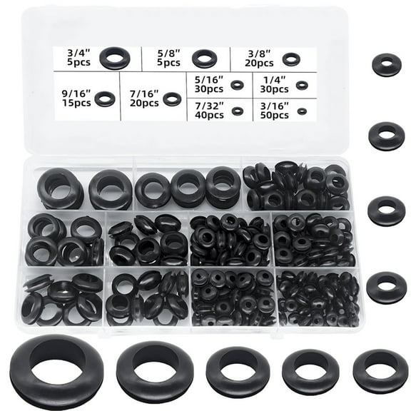 215Pcs Grommet Assortment Kit Rubber Electrical Gasket Rings Waterproof Material