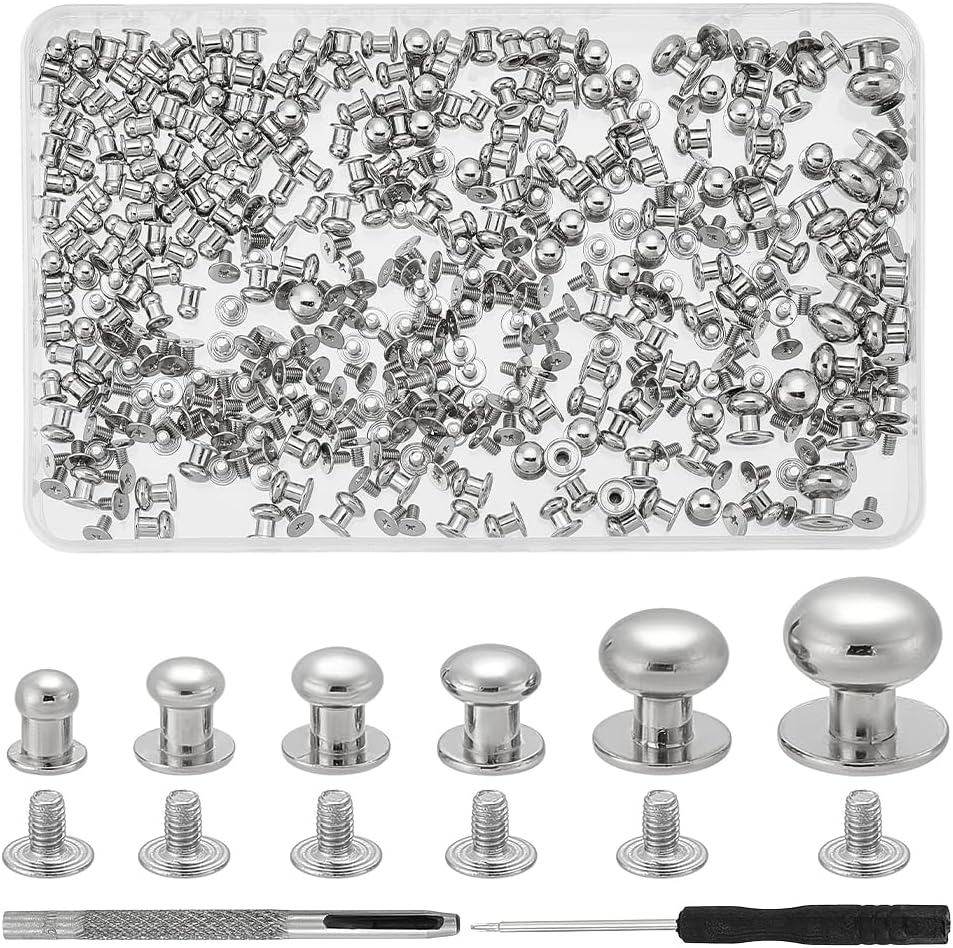 215Sets Rivets 6 Size Spikes and Studs Rivets Punk Rock Style Metal ...