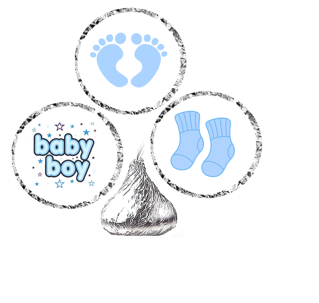 216 Baby Boy Baby Shower Party Favor Hershey's Kisses Stickers / Labels