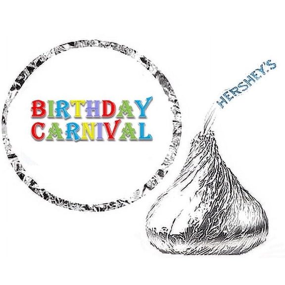 216 Birthday Carnival Party Favor Hershey's Kisses Stickers / Labels
