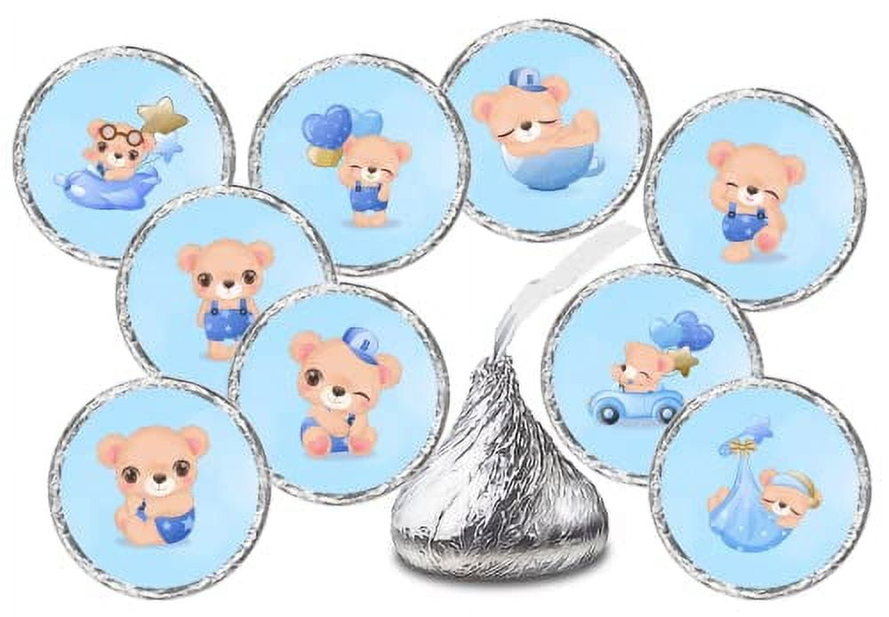 216 Blue Baby Bear Baby Shower Favors Stickers For Baby Shower Or Baby ...