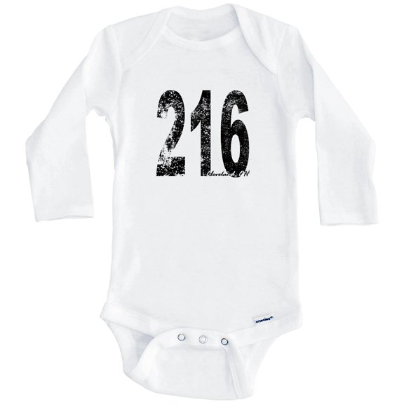 216 Cleveland Ohio Area Code One Piece Baby Bodysuit - One Piece Baby Bodysuit (Long Sleeve), 3-6 Months White