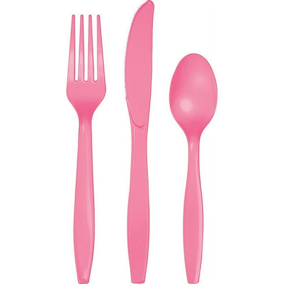 216 Count Bulk Pack Candy Pink Value Friendly Assorted Plastic Cutlery