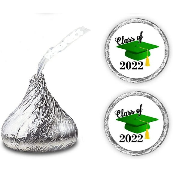 216 Graduation Party Cap Class of 2022 Favor Kisses Stickers Labels (Blue)
