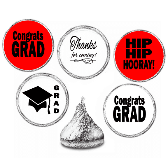 216 Graduation Party Favor Decorations Candy Mini Stickers Labels Fits Kisses Chocolates