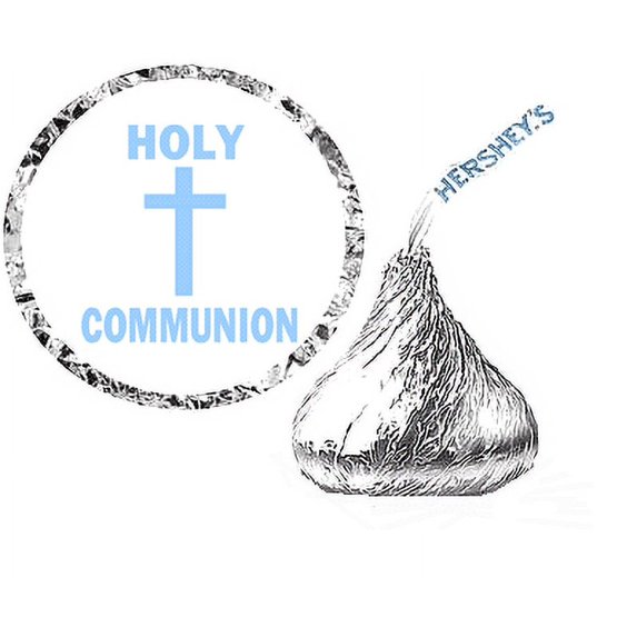 216 Holy Communion Hershey's Kisses Stickers / Labels - Blue