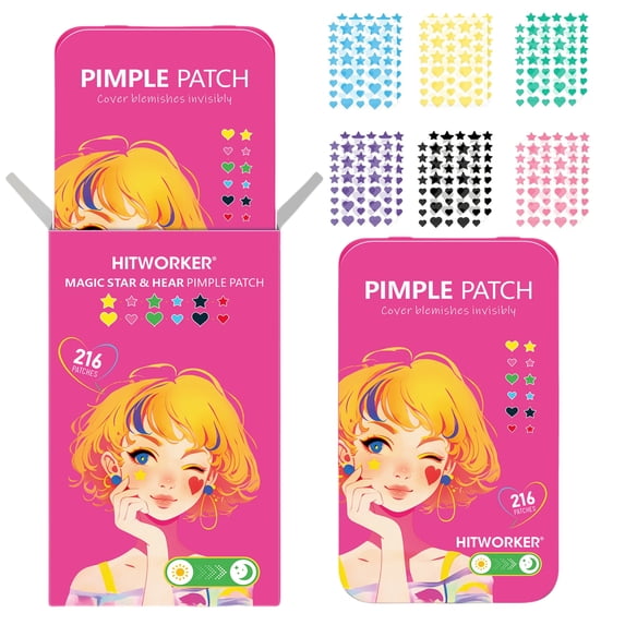 216 Patches Hydrocolloid Acne Patches, Blemishes Pimples Covering Patch Invisible Acne Patches