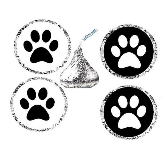 216 Paw Print Birthday Party Favor Hershey's Kisses Stickers / Labels