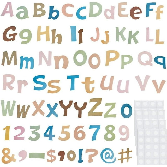 216 Pcs Bulletin Board Letters Bohemia Paper Letter Number Decorative Stickers Boho Letters Number Cutout for Board Chalkboard Classroom