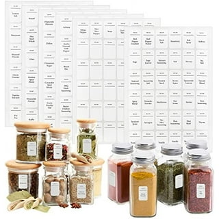 Bloomondo 160 Waterproof Spice Jar Labels Preprinted 2.1x1.6in Spice Label  for Empty Spice Jars. 112 Spice Labels Stickers, 8 Blank Pantry Labels and