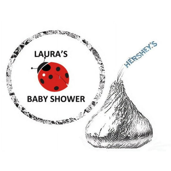 216 Personalized Lady Bug Party Favor Hershey's Kisses Stickers / Labels