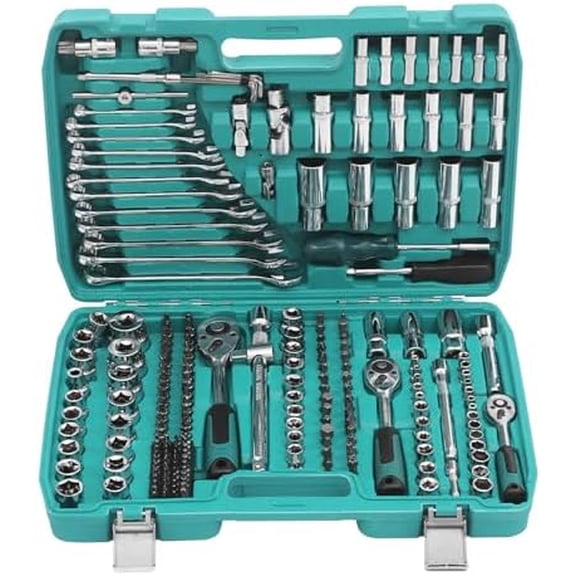 216-Piece Socket Spanner Set, Socket Ratchet Box, Tool Box With Sockets, Ratchet Wrench, Extension Bars, Universal Joints, For Woodworking Tools, Construction, Automotive Repair Or Diy Projects