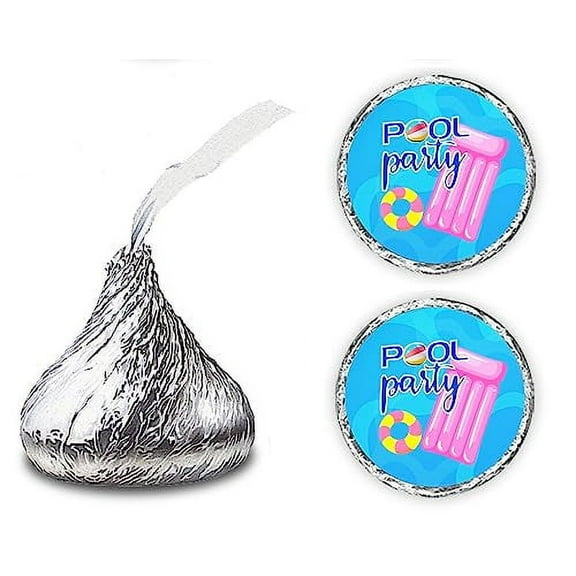 216 Pool Party Kisses Stickers Labels, Water Fun Kisses Stickers for Birthday Party Decorations, Baby Shower, Pool Lifesaver Themed Party Favors Decor for Kisses. Made in USA