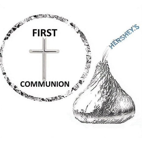 216 Silver Holy Communion Party Favor Hershey's Kisses Stickers / Labels