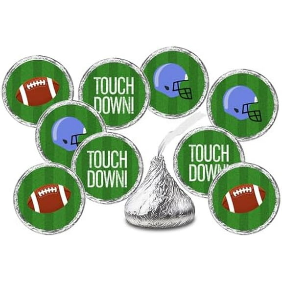 216 Sports Football Kisses Stickers, Kisses Stickers for Birthday Party, Baby Shower, Wedding, Graduation, or Any Family Event Decorations, Candy Not Included. Made in USA