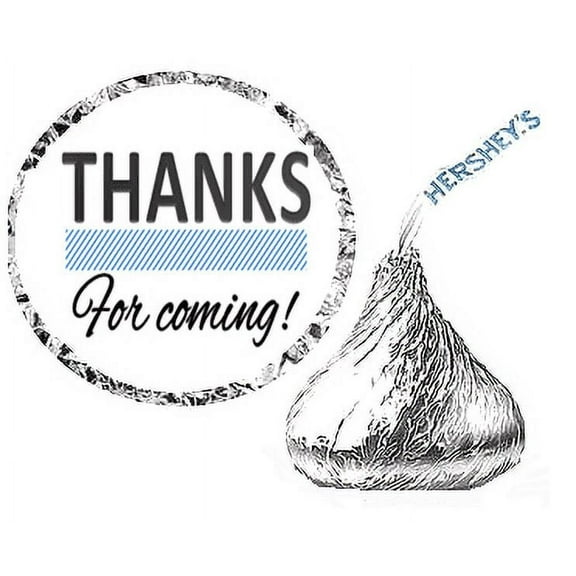 216 Thanks For Coming Party Favor Hershey's Kisses Stickers / Labels - Blue