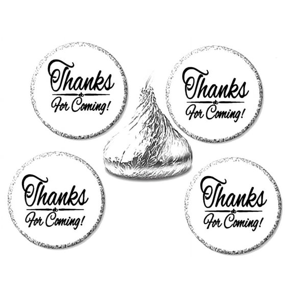 216 Thanks For Coming Party Favor Hershey's Kisses Stickers / Labels