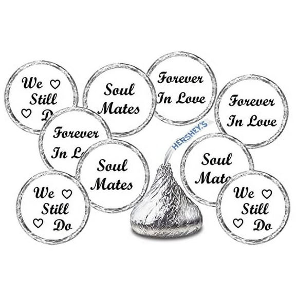 216 Vow Renewal Kisses Stickers, We Still Do Chocolate Drops Labels Stickers For Wedding Anniversary, Soul Mate Forever in Love Party Decorations, Favors Decor For Kisses