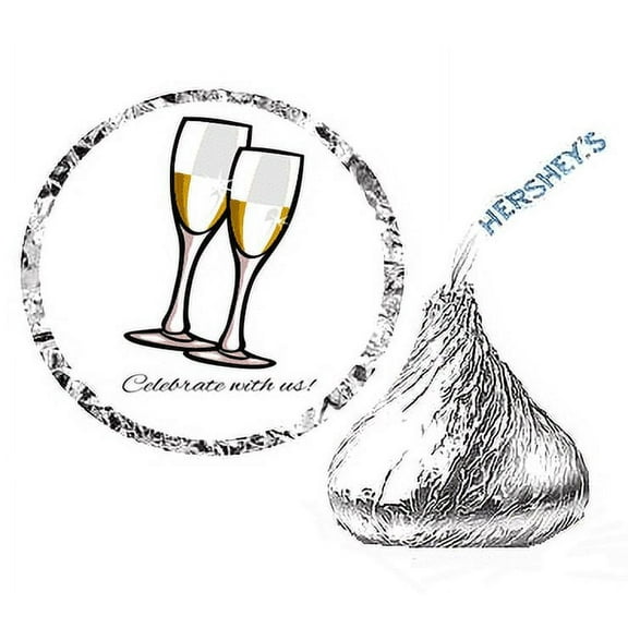 216 Wedding Wine Glasses Party Favor Hershey's Kisses Stickers / Labels