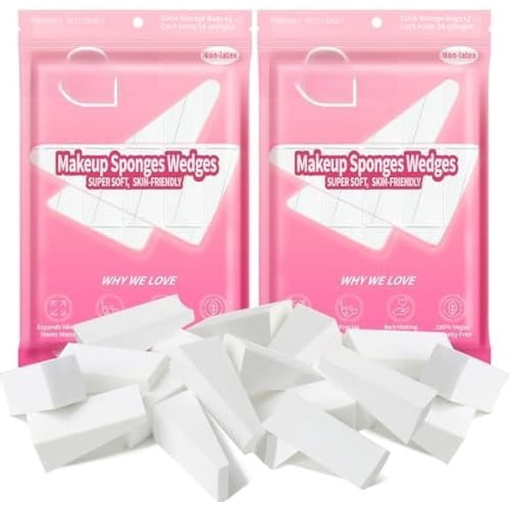 216 count Makeup Sponges Wedges for Foundation, Latex-Free Triangle Make Up Sponge for Application and Blending, Beauty Blender for Types with Four Pouches