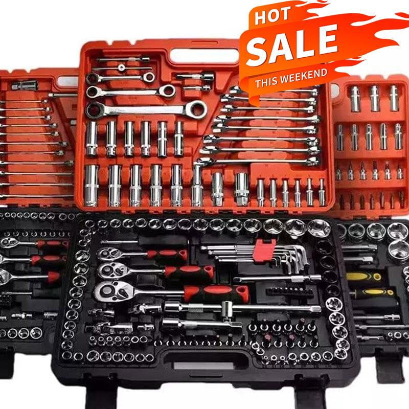 219-Piece Mechanics Tool Set - 1/4, 3/8, 1/2" Drive Socket & Ratchet Set With Metric Sockets, Wrenches, Case For Auto Repair
