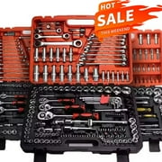216-piece Ratchet Socket Wrench Set:1/4" 3/8" 1/2" Drive Socket Set, Ratchet Socket Wrench Set with Quick Released Reversible Ratchet, Sockets for Home or Automobile Maintenance