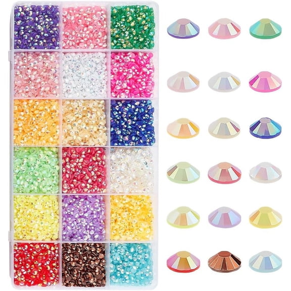 21600 Pcs 18 Colors Half Round Flatback Rhinestones 4mm Resin Flatback Faceted Rhinestone Cabochons Ab Crystals Gemstones for Jewelry Making Hair Clips Crafting