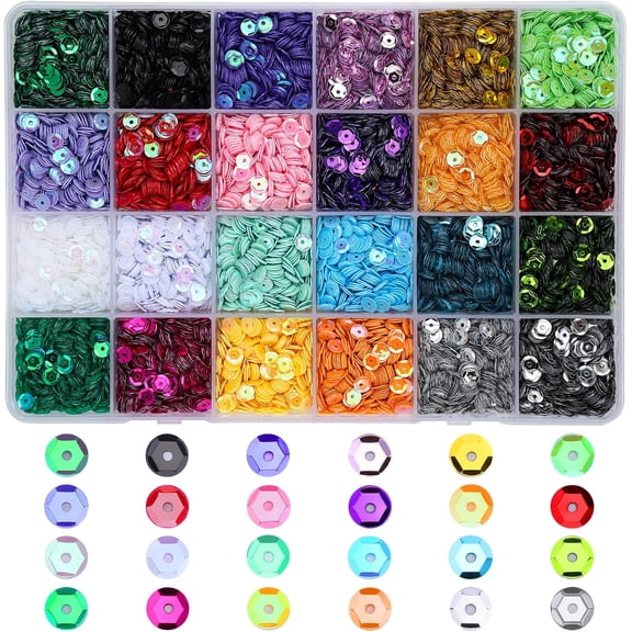 21600 Pcs Small Sequins for Crafts 24 Colors 5MM Tiny Sequins for Sewing on Fabrics and Spangles Decoration