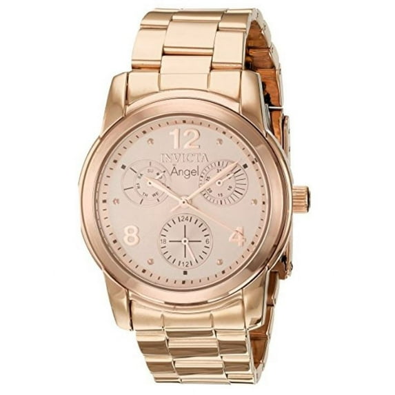 21687 Angel Lady 38mm Stainless Steel Rose Gold Dial VH68 Quartz Watch