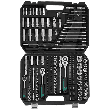 216PCS Mechanics Tool Set Auto Repair Tool Set, Wrench Tool Set 1/4" & 3/8" & 1/2" Drive with Sockets Kit in Plastic Toolbox