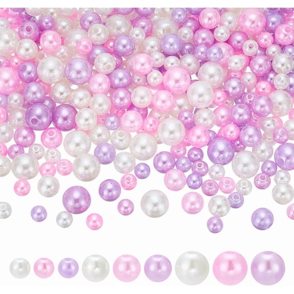216Pcs 3 Sizes Pink Pearl Spacer Beads Plastic Pearl Beads Bulk Small Craft Bracelet Bead Plastic Pearls Bead for Bracelet Necklace Jewelry Making Hole: 1.8-2.5mm diy