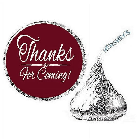 216ct Burgundy Thanks for Coming Party Favor Candy Decoration Stickers Labels Fits Kisses Chocolates Party Favors Envelope