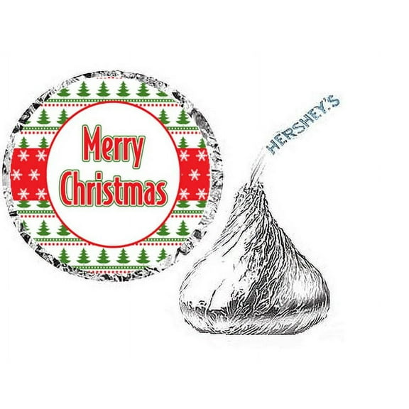 216ct Merry Christmas Trees Party Hershey's Kisses Stickers / Labels