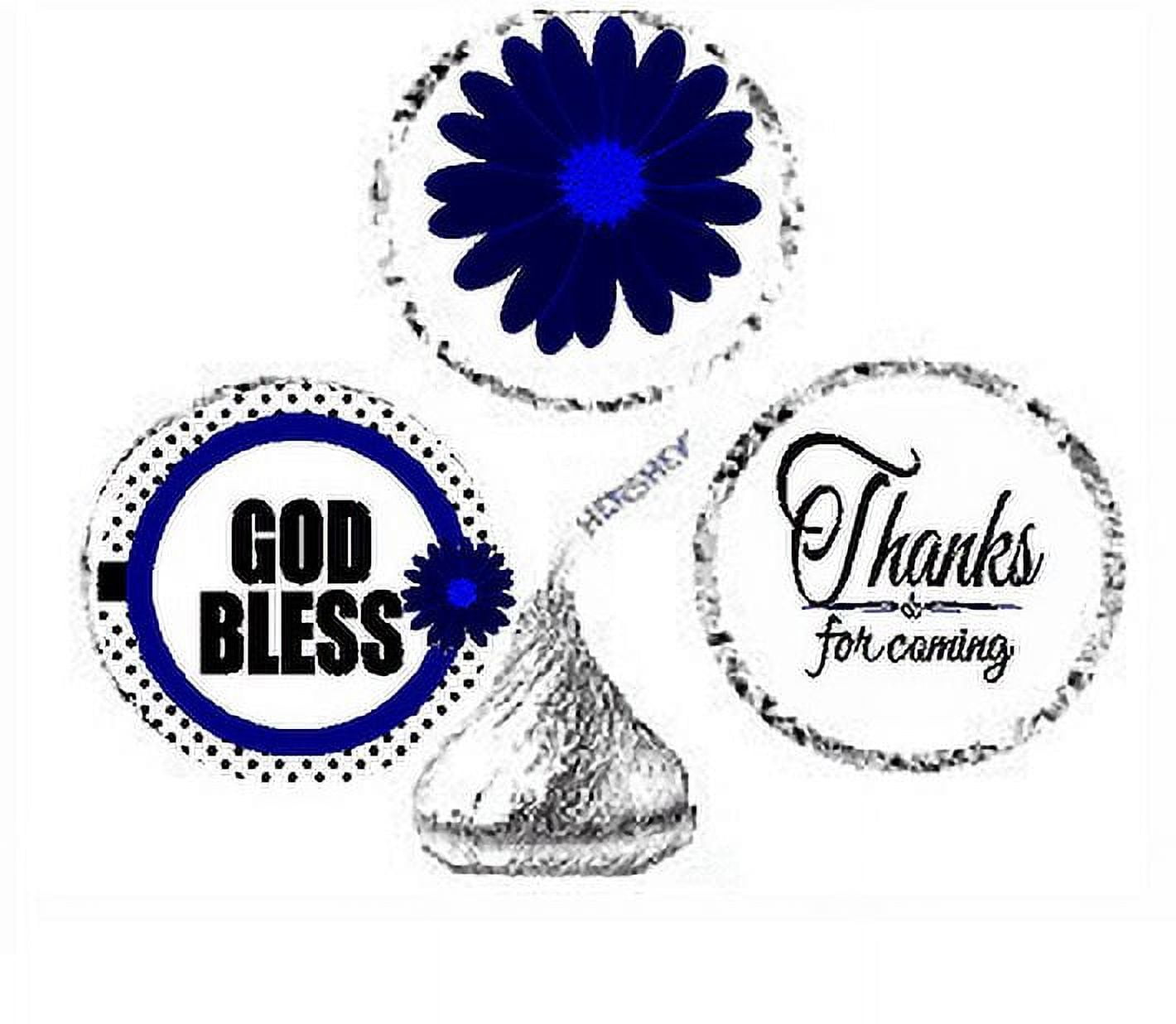 CAKESUPPLYSHOP CELEBRATIONS 216ct Navy God Bless Religious Baptism Communion Party Favor Candy Decoration Stickers Labels Fits Kisses Chocolates Party Favors Envelope
