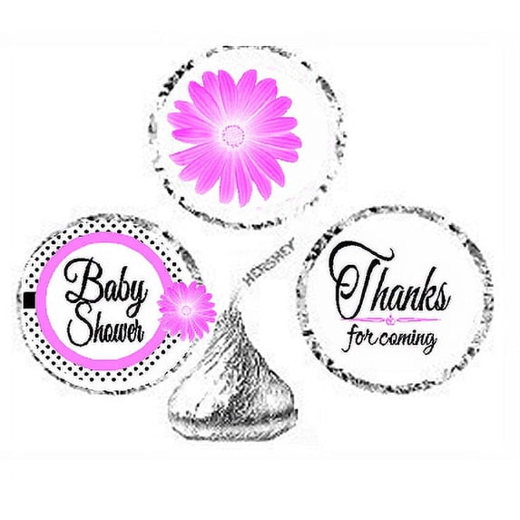 216ct Pink Baby Shower Party Favor Candy Decoration Stickers Labels Fits Kisses Chocolates Party Favors Envelope