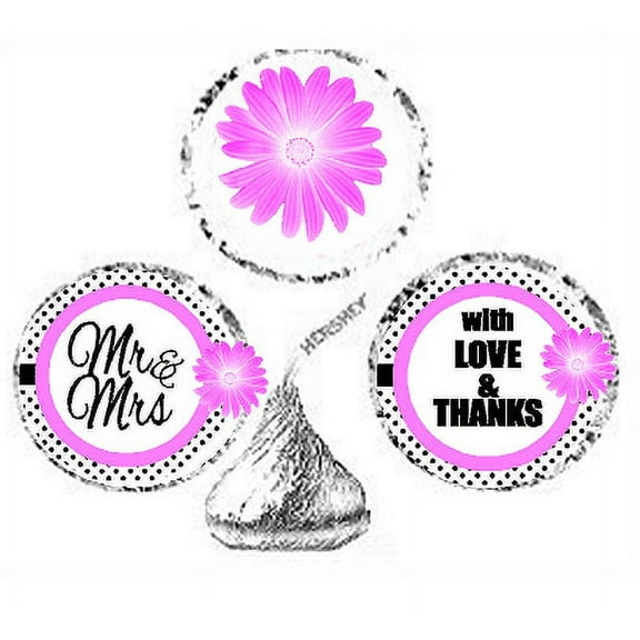 216ct Pink Mr & Mrs Party Favor Candy Decoration Stickers Labels Fits Kisses Chocolates Party Favors Envelope