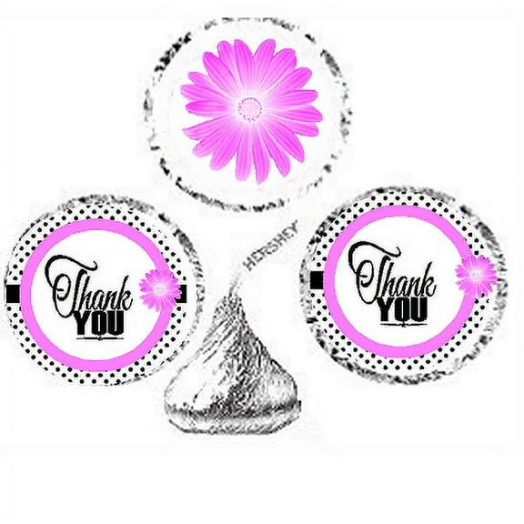 216ct Pink Thank You Party Favor Candy Decoration Stickers Labels Fits Kisses Chocolates Party Favors Envelope