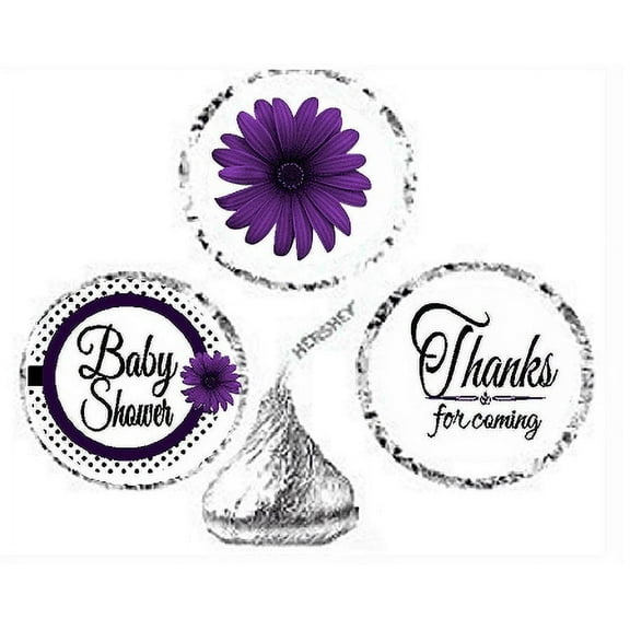 216ct Purple Baby Shower Party Favor Candy Decoration Stickers Labels Fits Kisses Chocolates Party Favors Envelope