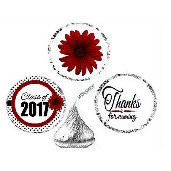 216ct Red Class Of 2017 Party Favor Candy Decoration Stickers Labels Fits Kisses Chocolates Party Favors Envelope